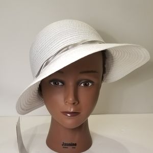 Stylish white metallic straw hat